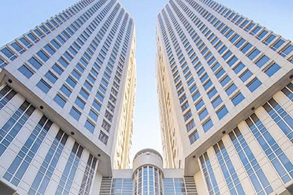 Exterior view of The Salcedo Park Twin Towers in Makati